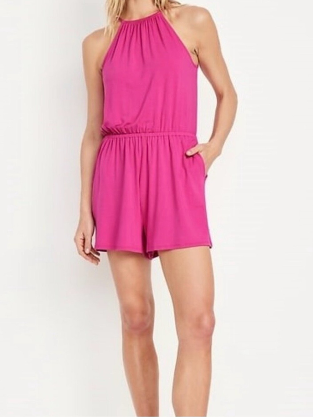 Old Navy Hot Pink Halter Romper Women’s Size M